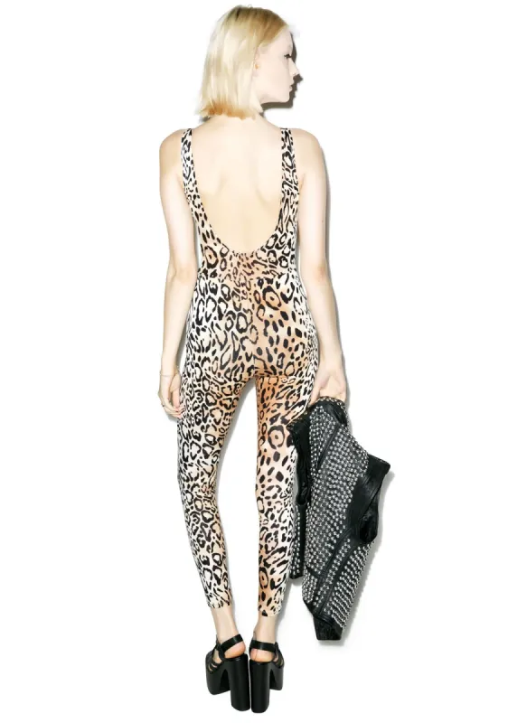Leopard Unitard Jumpsuit sold by Dolls Kill