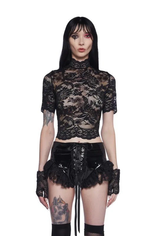 Midnight Ominous Trance Lace Top sold by Dolls Kill