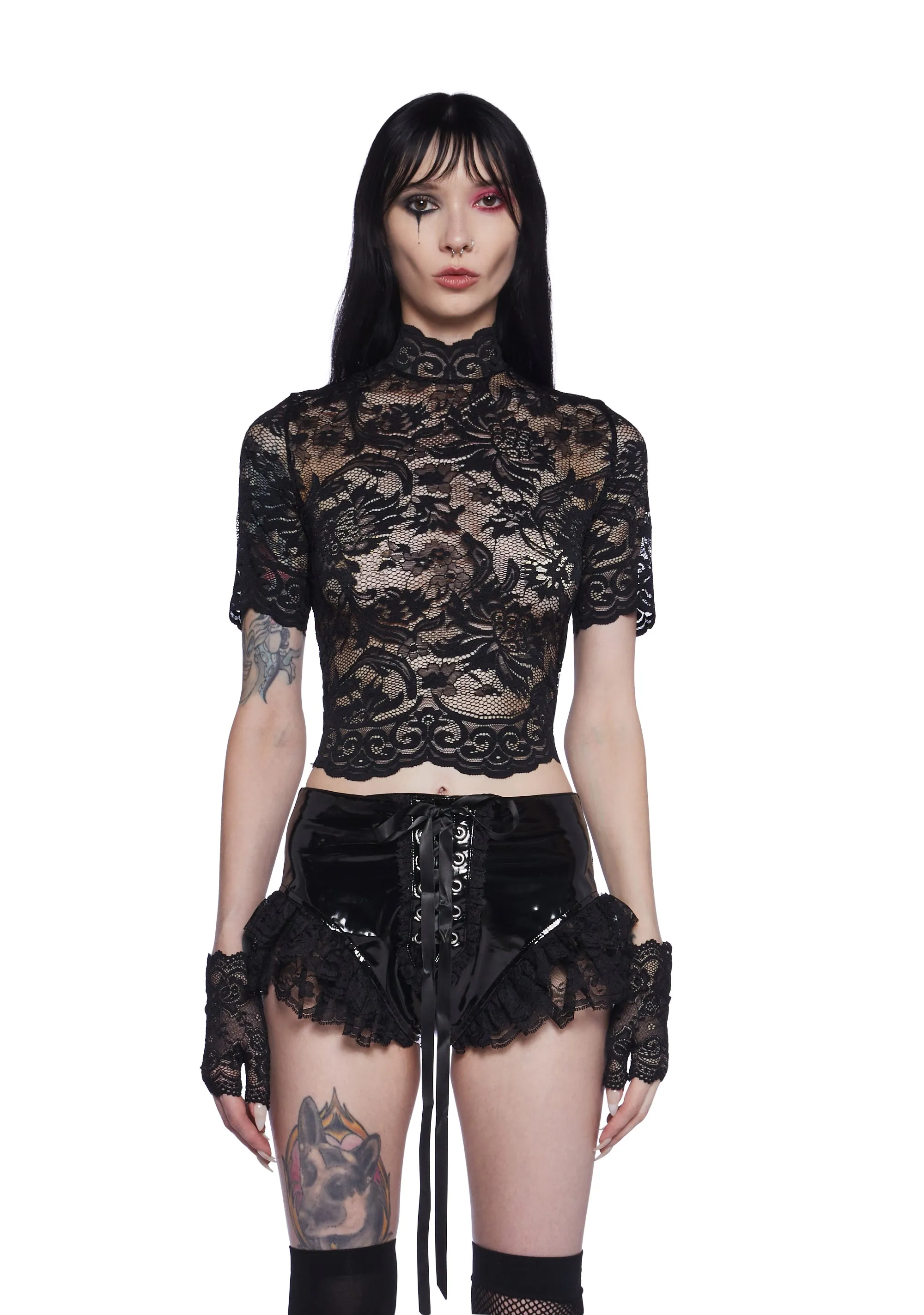 Midnight Ominous Trance Lace Top sold by Dolls Kill