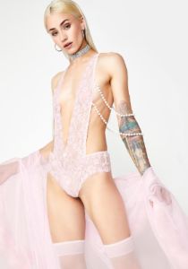 Pearl Pleasure Lace Teddy sold by Dolls Kill