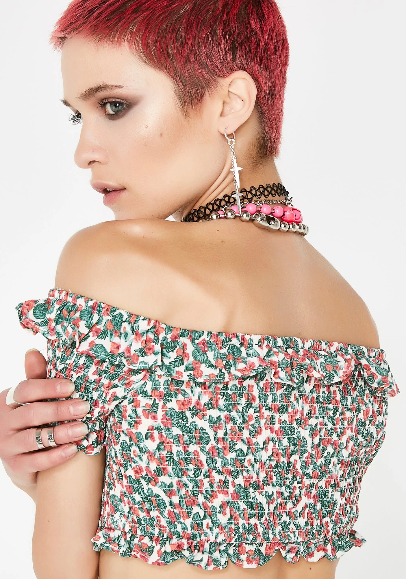 Romantic Love Smocked Crop Top sold by Dolls Kill product image thumbnail 4