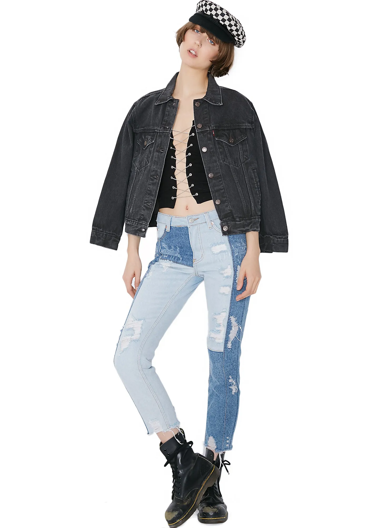 Patchwork Punk Distressed Jeans sold by Dolls Kill product image thumbnail 5