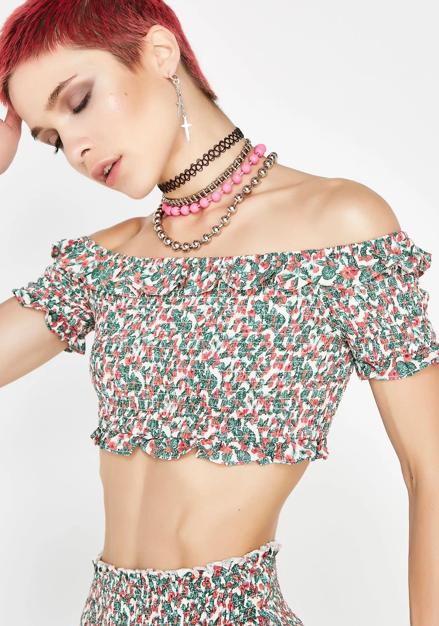 Romantic Love Smocked Crop Top sold by Dolls Kill product image thumbnail 2