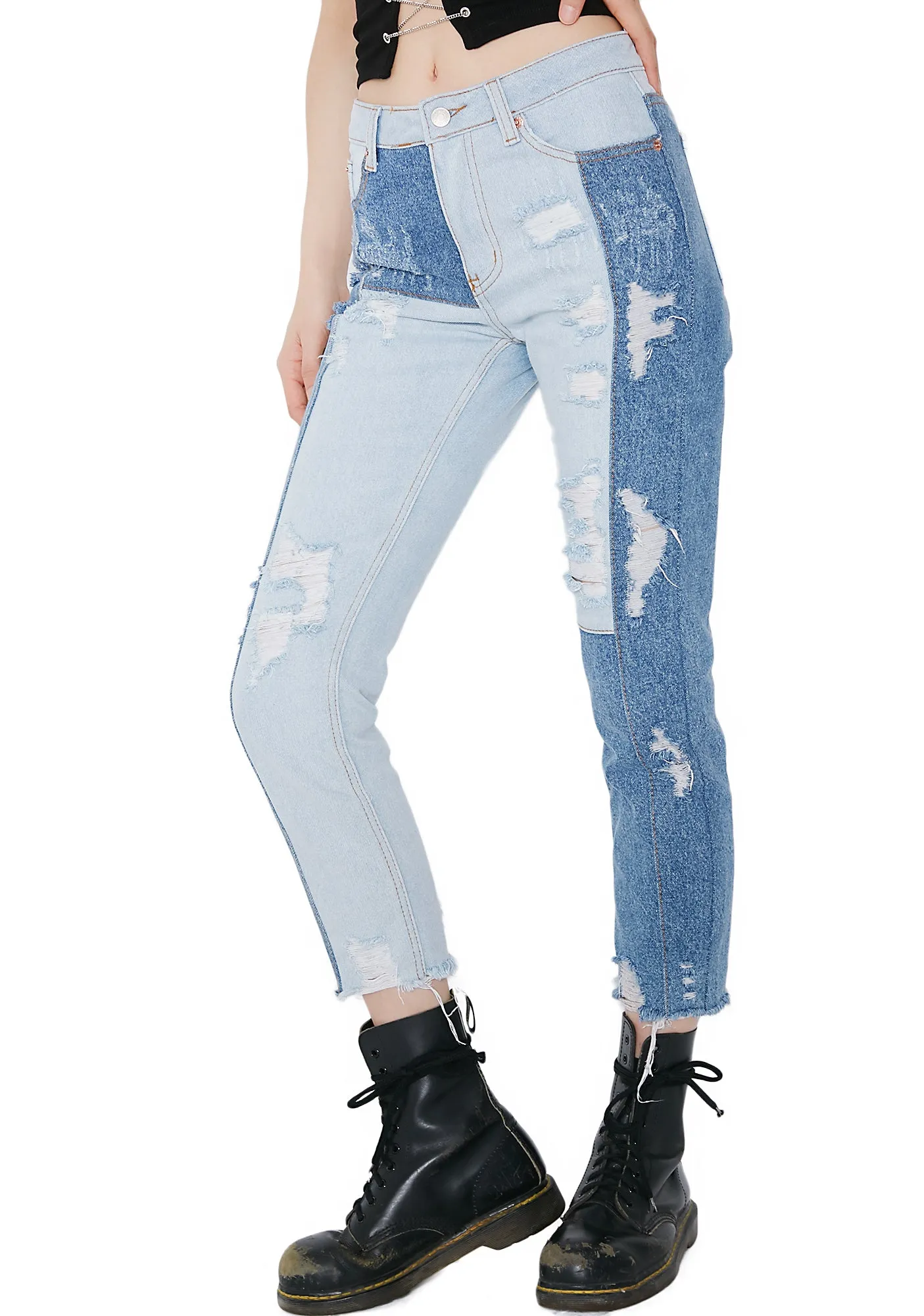 Patchwork Punk Distressed Jeans sold by Dolls Kill product image thumbnail 3