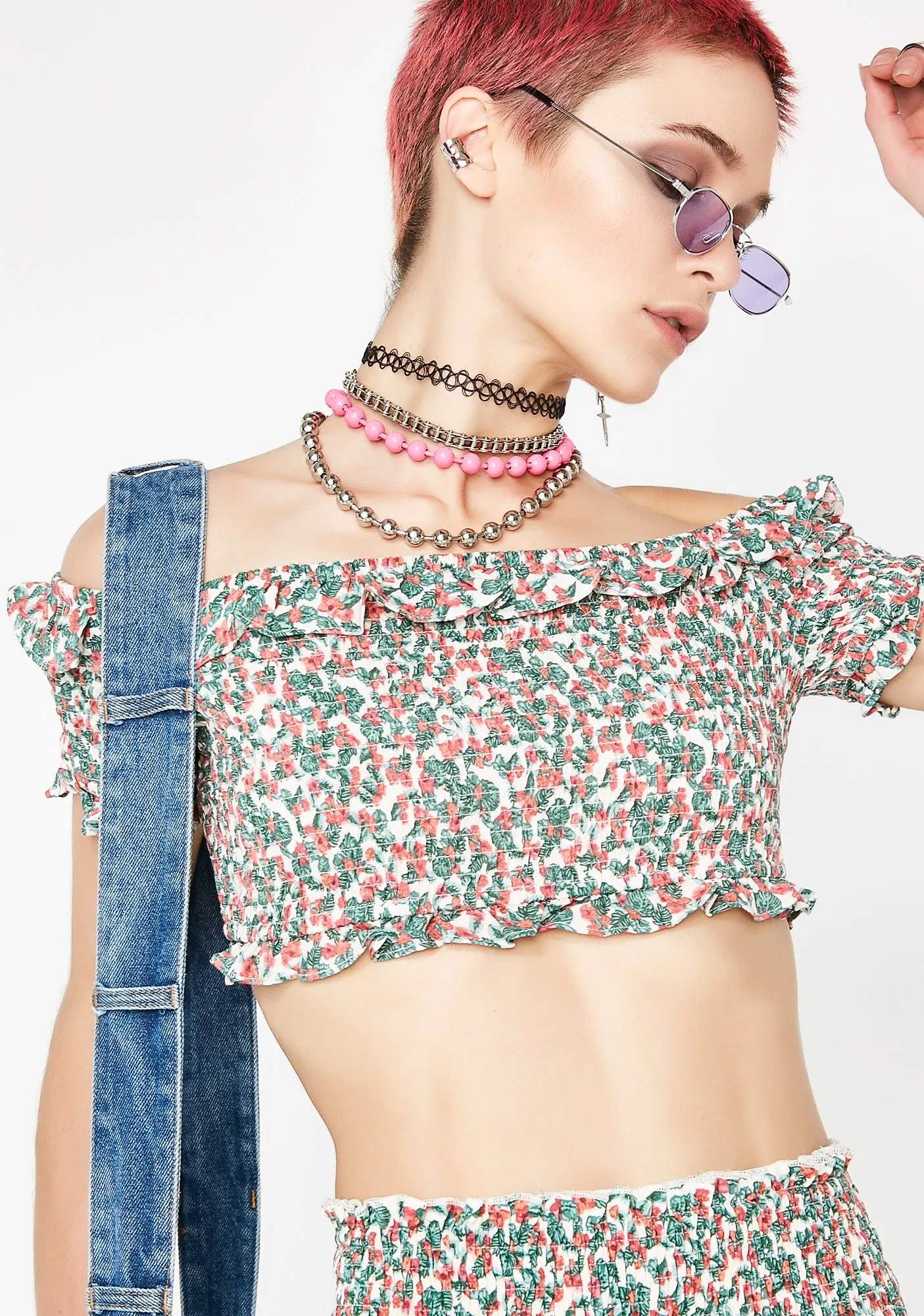 Romantic Love Smocked Crop Top sold by Dolls Kill product image thumbnail 3