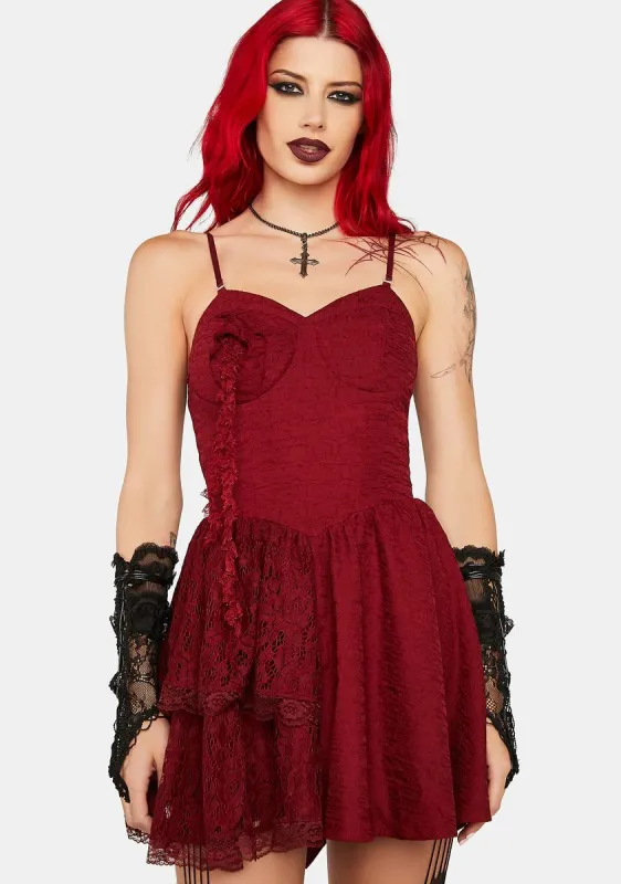 Red Strapless Sweetheart Mini Dress sold by Dolls Kill