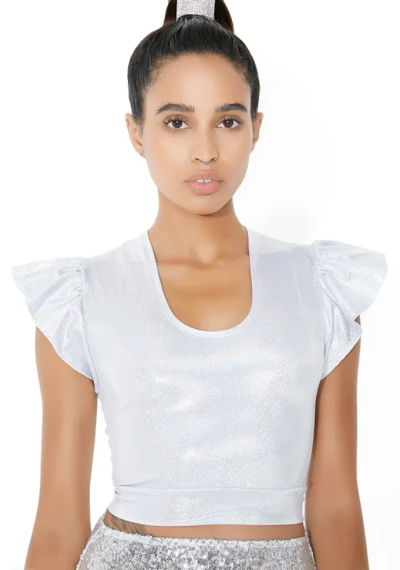 Flirty Flutter Holographic Crop Top sold by Dolls Kill