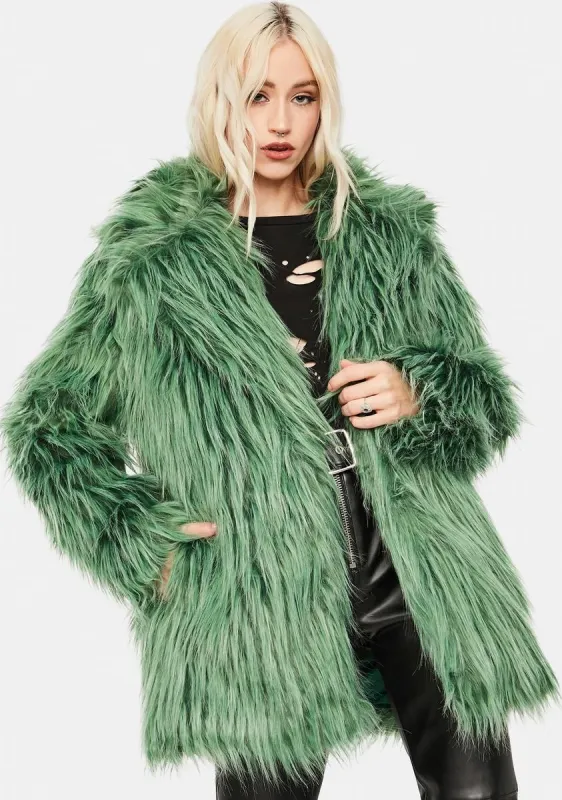 Green Faux Fur Coat sold by Dolls Kill
