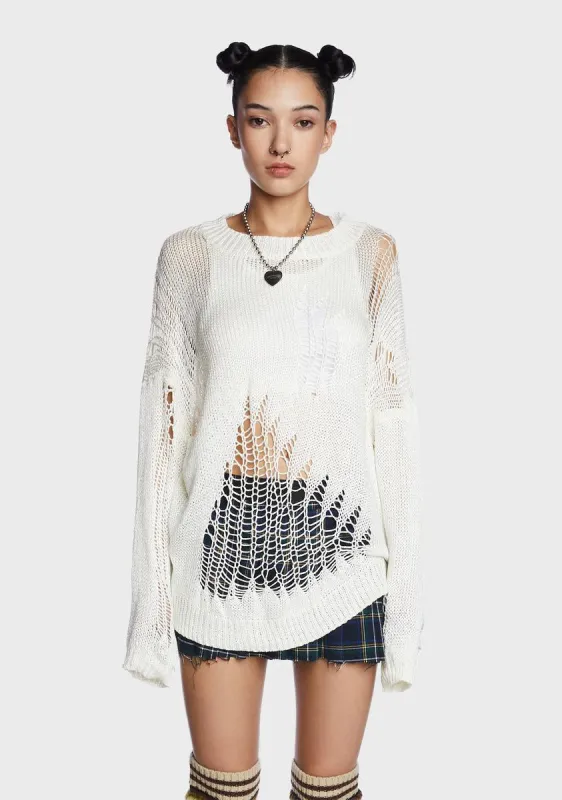 Absolute Trend Distressed Sweater sold by Dolls Kill