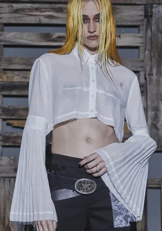 Flanger Pleated Bell Sleeve Shirt sold by Dolls Kill