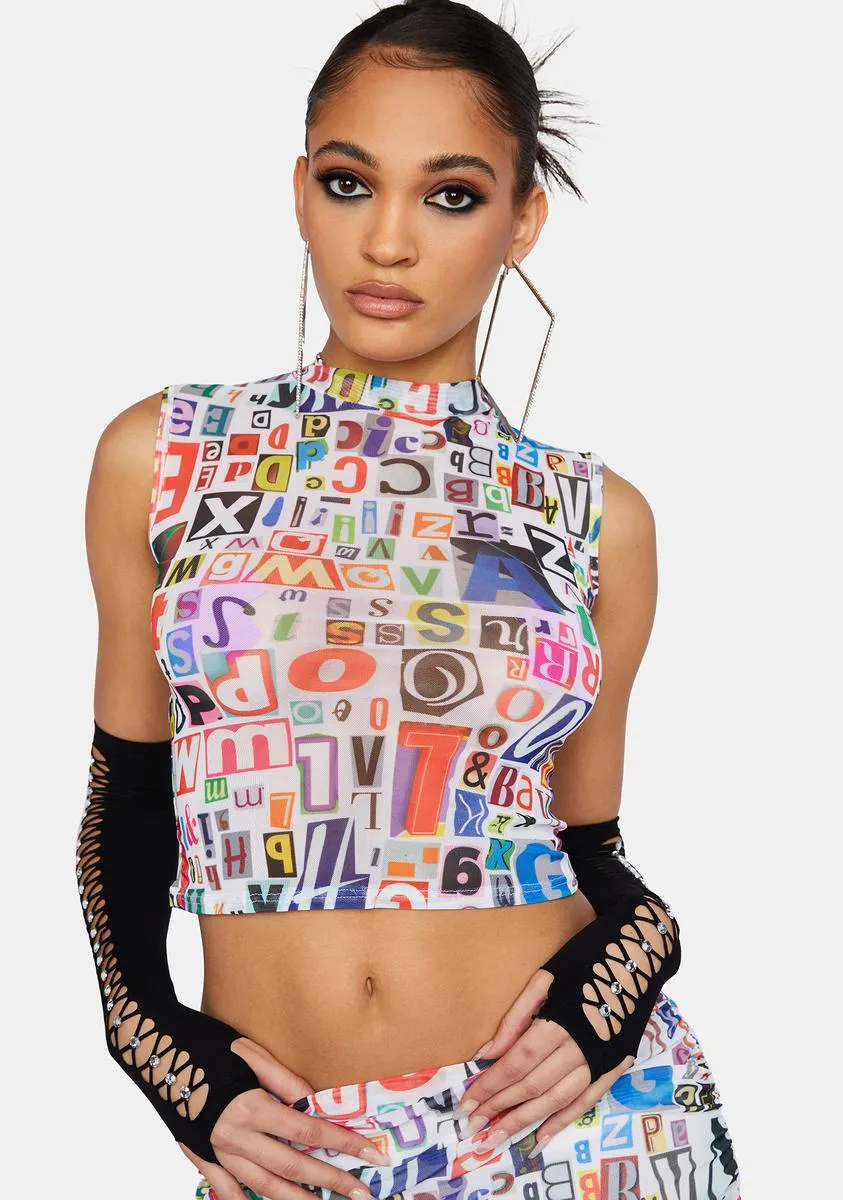 Breaking News Mesh Crop Top sold by Dolls Kill