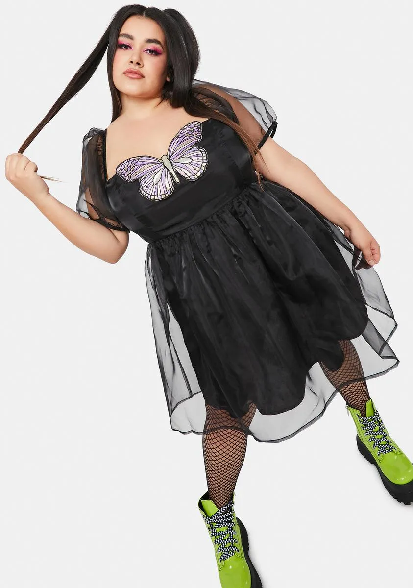Plus Take Flight Butterfly Puff Sleeve Dress sold by Dolls Kill product image thumbnail 2