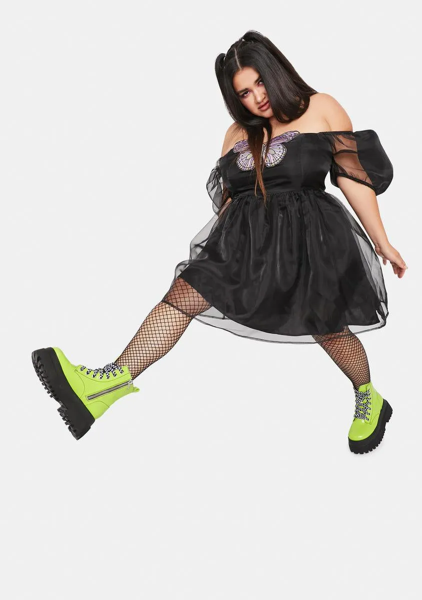 Plus Take Flight Butterfly Puff Sleeve Dress sold by Dolls Kill product image thumbnail 3