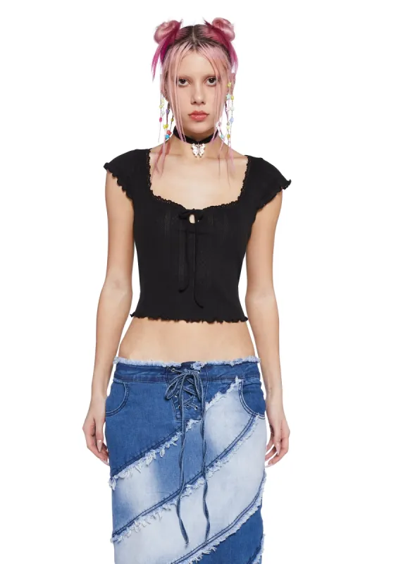 No Serious Commitment Crop Top - Black sold by Dolls Kill