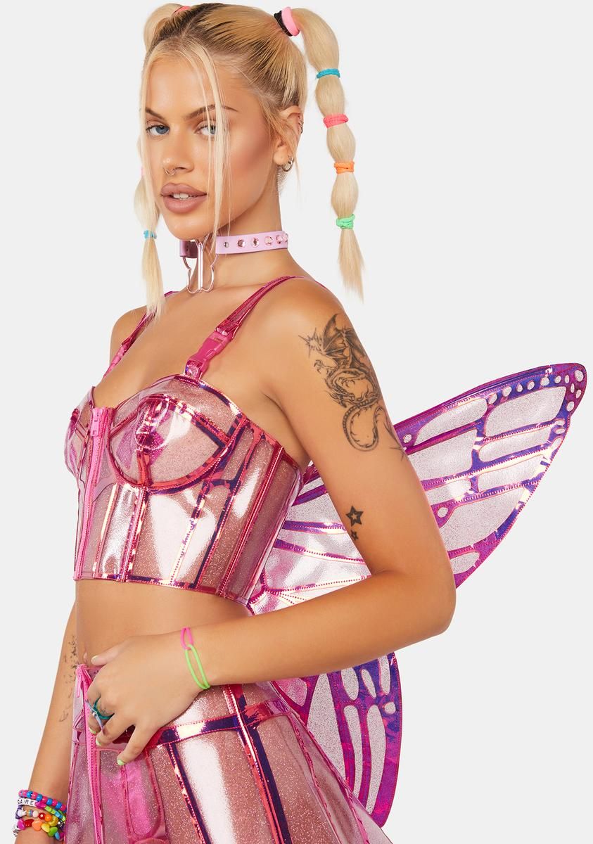 Fairy Butterfly Supreme Holographic Bustier Top sold by Dolls Kill product image thumbnail 4