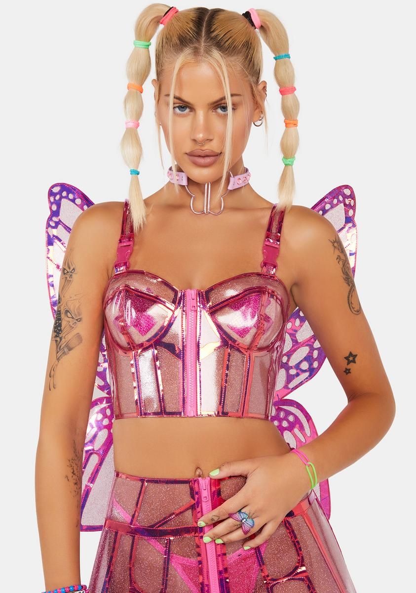 Fairy Butterfly Supreme Holographic Bustier Top sold by Dolls Kill