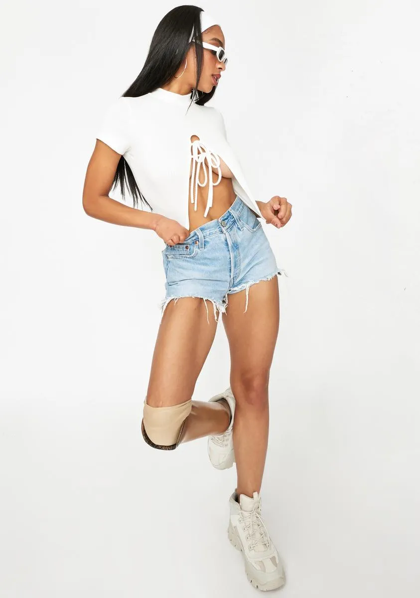 Ivory Could've Been U Front Tie Crop Tee sold by Dolls Kill product image thumbnail 3