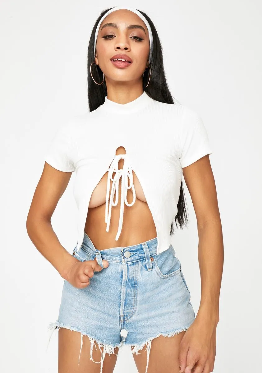 Ivory Could've Been U Front Tie Crop Tee sold by Dolls Kill product image thumbnail 2