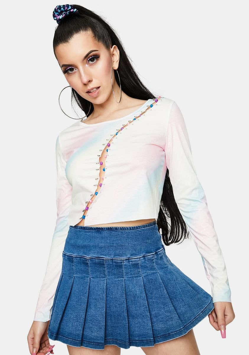 Rainbow Pin Long Sleeve Top sold by Dolls Kill