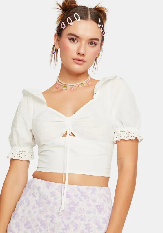 Off White Eyelet Top sold by Dolls Kill