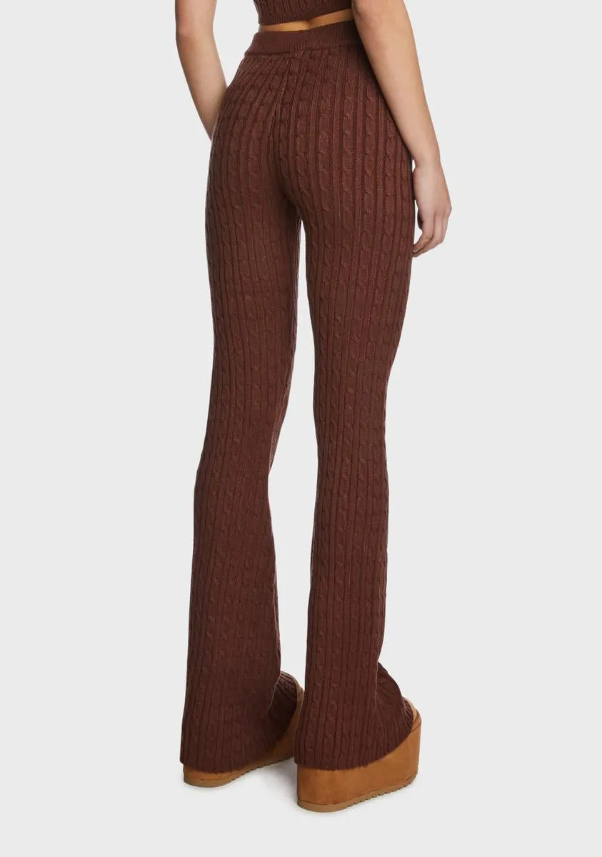 Brown Cable Knit Flare Pants sold by Dolls Kill product image thumbnail 4