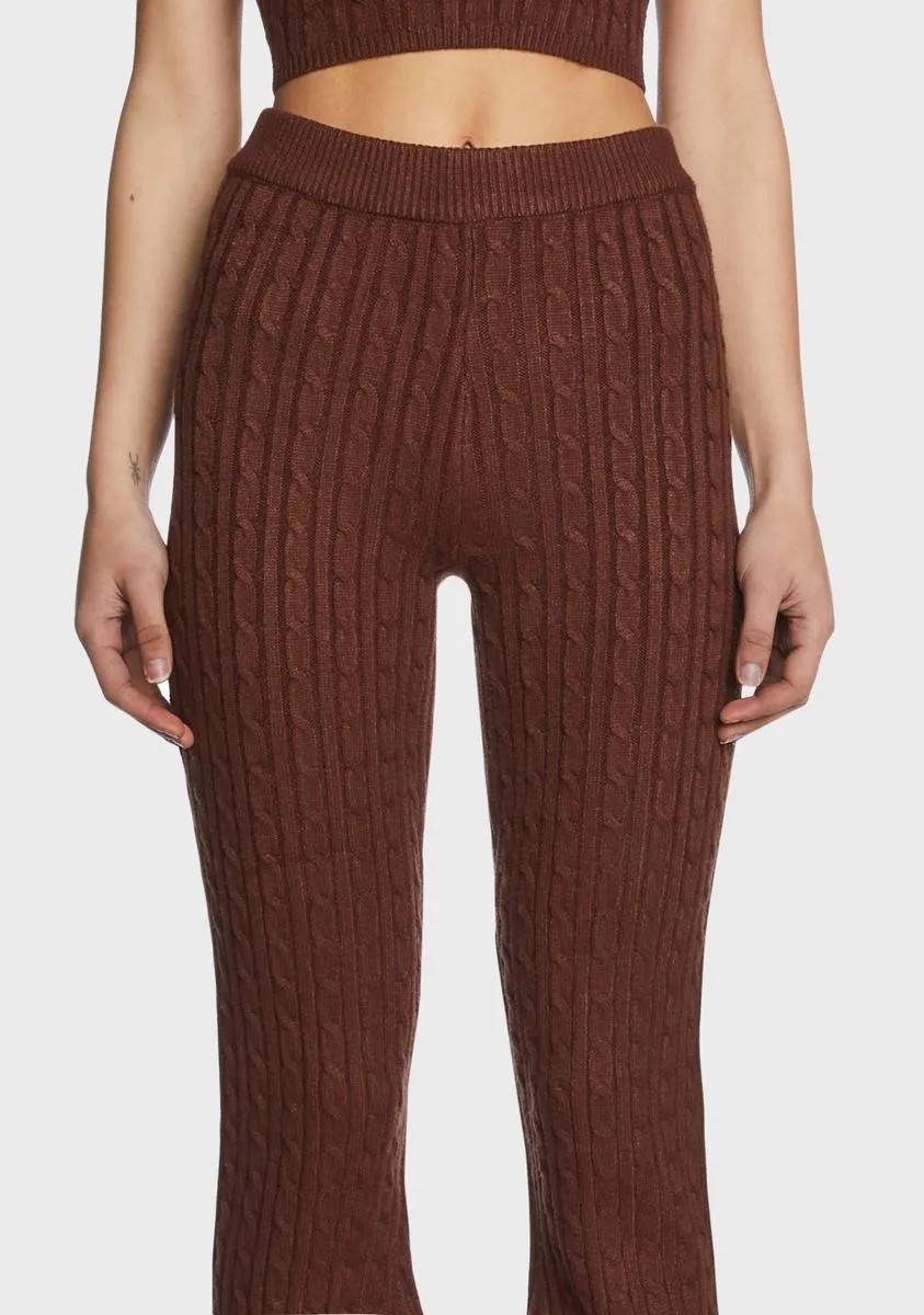 Brown Cable Knit Flare Pants sold by Dolls Kill product image thumbnail 2