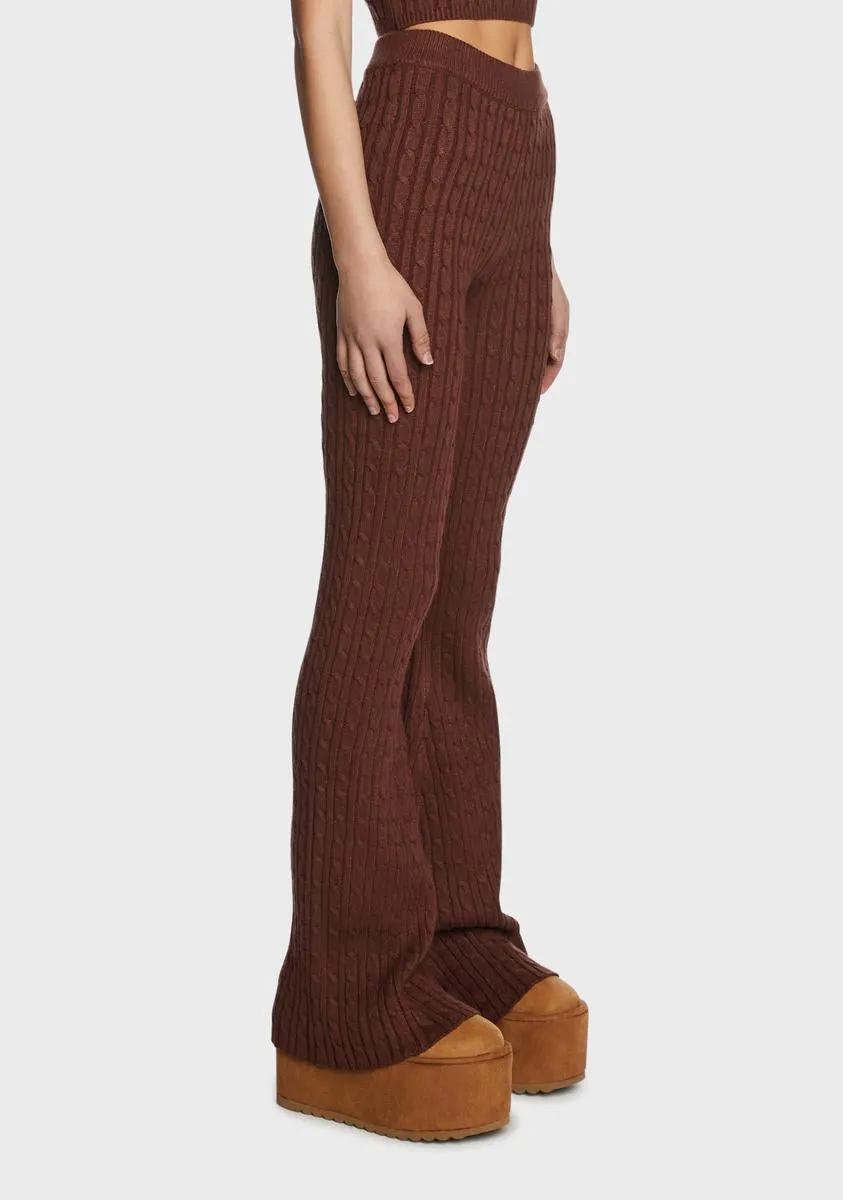 Brown Cable Knit Flare Pants sold by Dolls Kill product image thumbnail 3