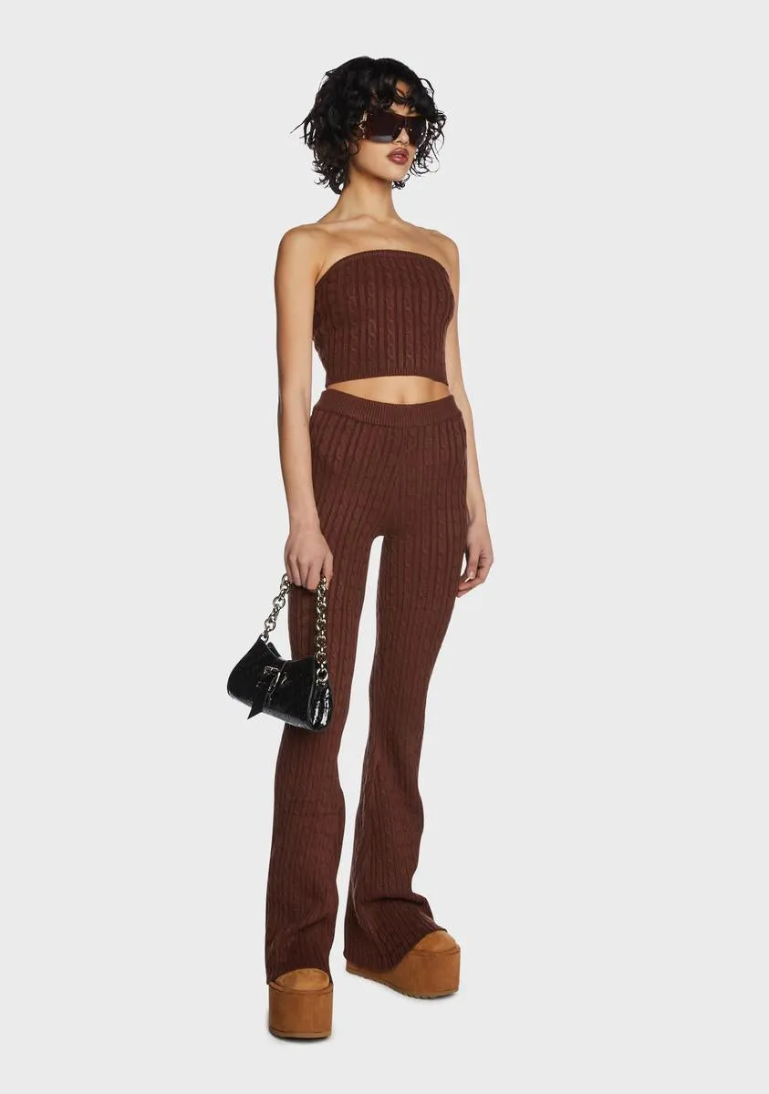 Brown Cable Knit Flare Pants sold by Dolls Kill product image thumbnail 5