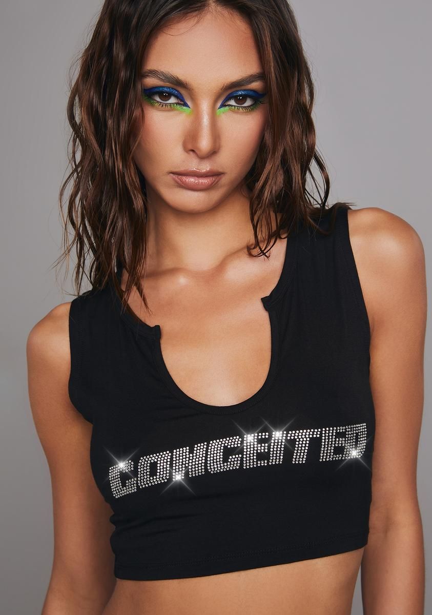 Big Ego Rhinestone Tank Top sold by Dolls Kill