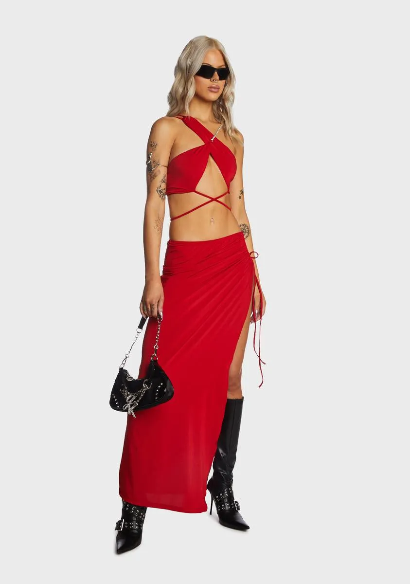 Red Strappy Cami And Skirt Set sold by Dolls Kill product image thumbnail 5