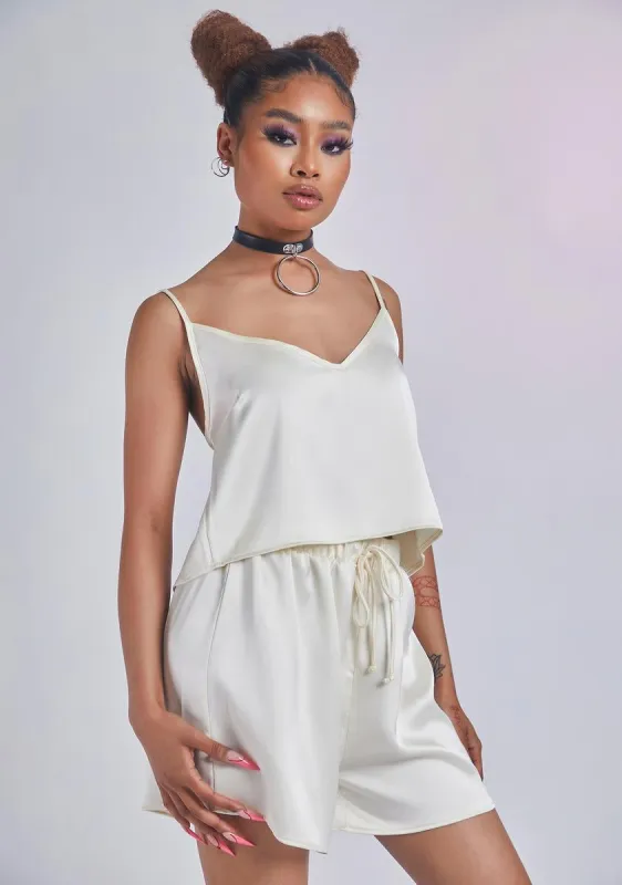 Rise Of The Moon Satin Shorts Set sold by Dolls Kill