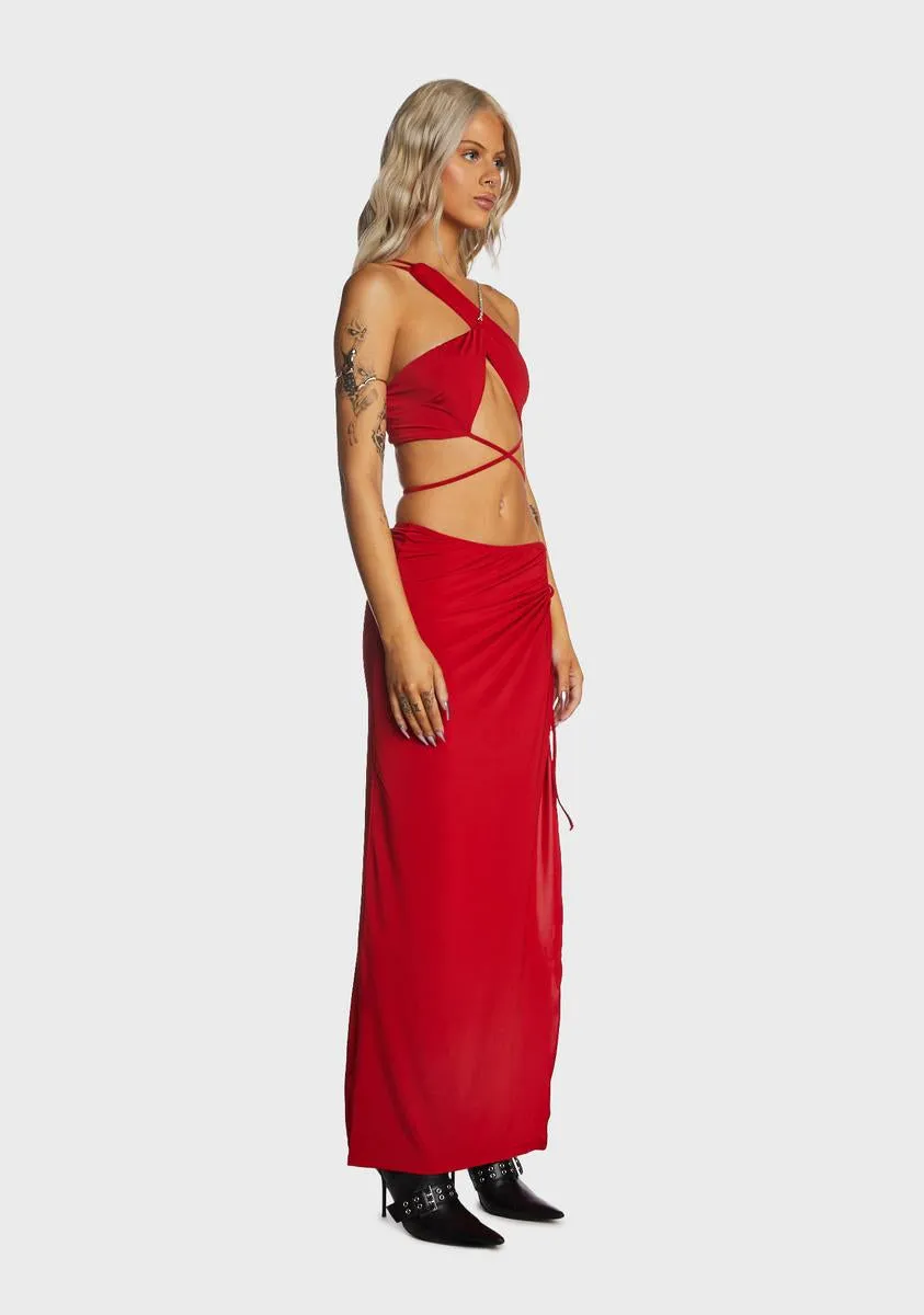 Red Strappy Cami And Skirt Set sold by Dolls Kill product image thumbnail 3