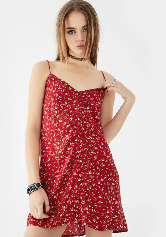 Red Floral Akina Dress sold by Dolls Kill