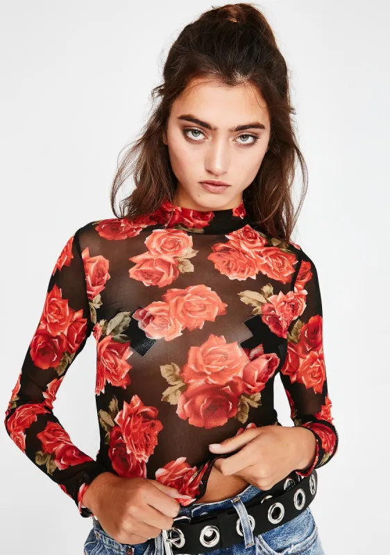 Bed Of Roses Sheer Top sold by Dolls Kill
