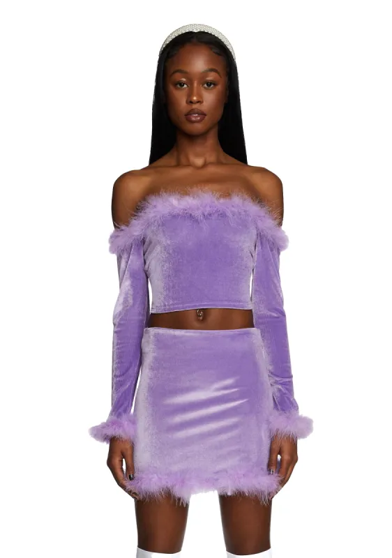 Filthy Femme Velvet Crop Top - Purple sold by Dolls Kill