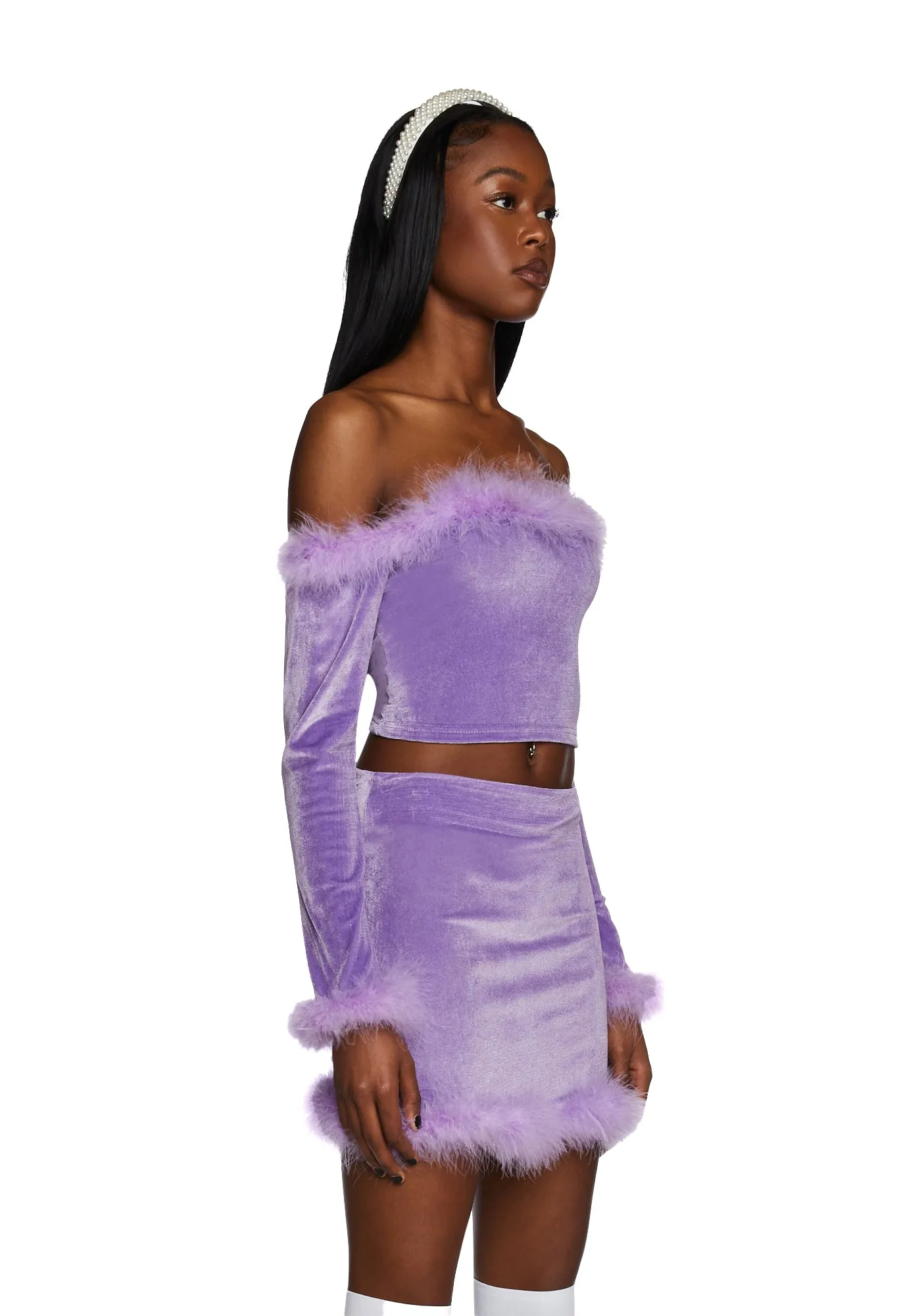 Filthy Femme Velvet Crop Top - Purple sold by Dolls Kill product image thumbnail 3
