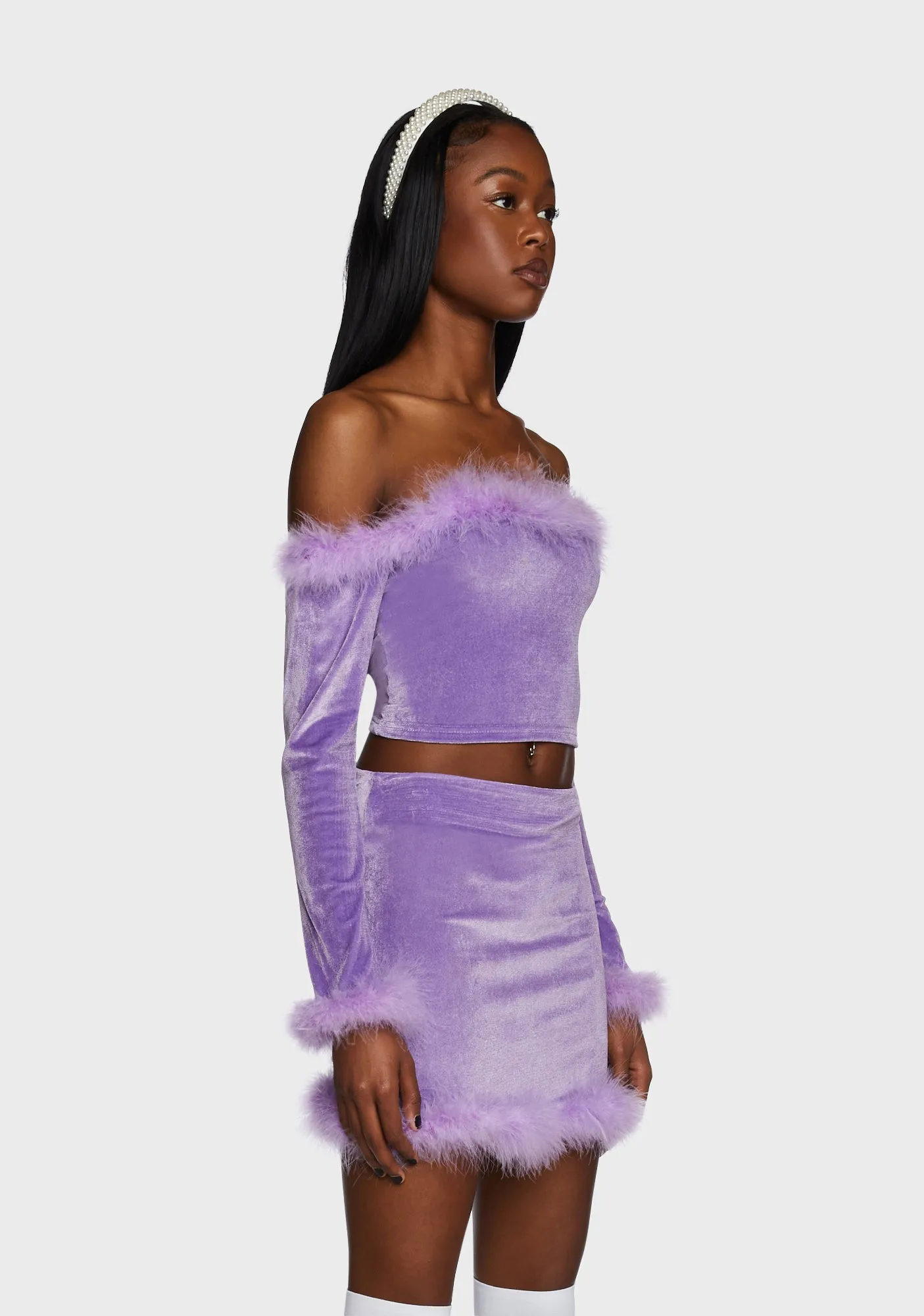 Filthy Femme Velvet Crop Top - Purple sold by Dolls Kill product image thumbnail 2