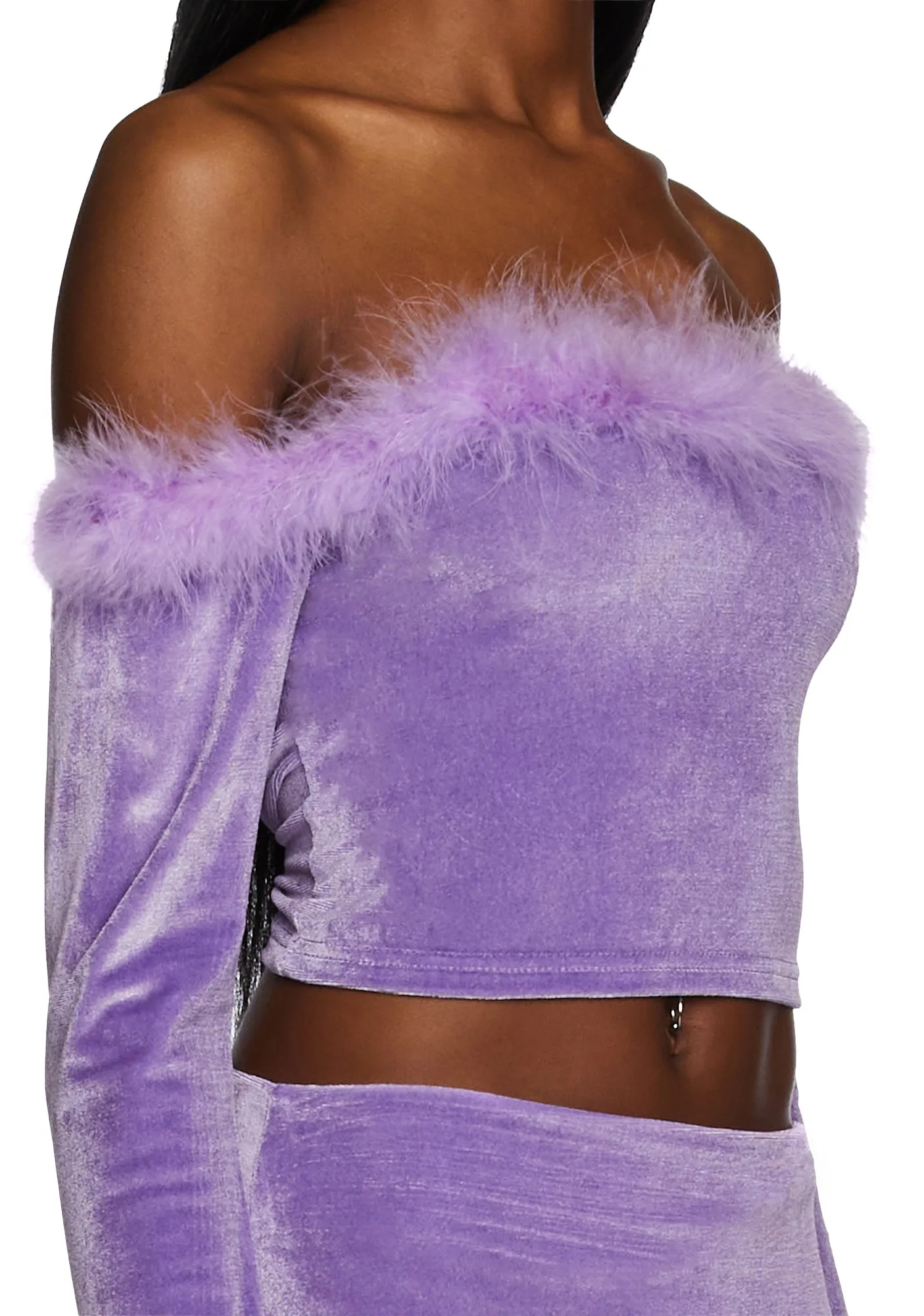 Filthy Femme Velvet Crop Top - Purple sold by Dolls Kill product image thumbnail 5