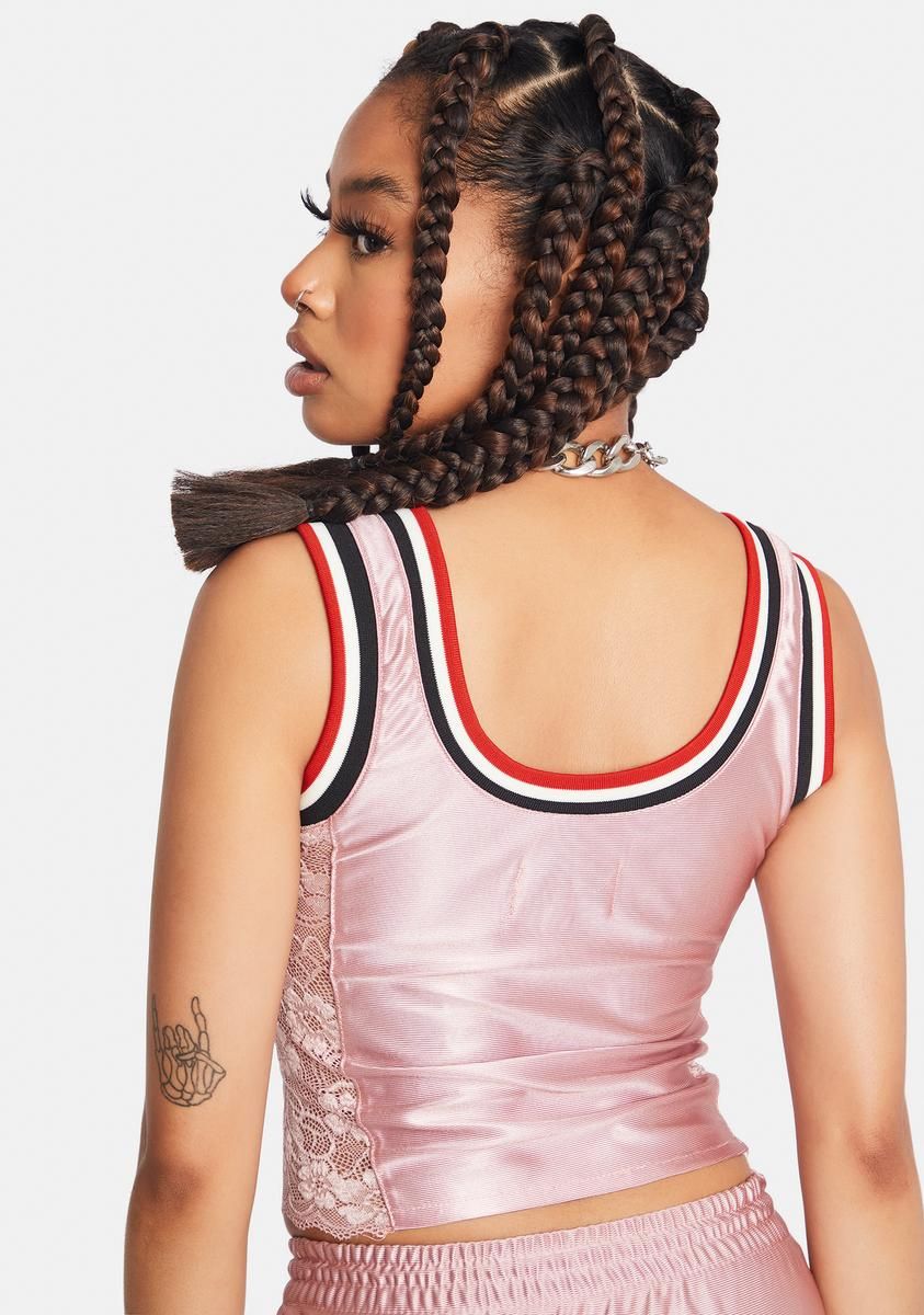 Pink Lace Side Tank Top sold by Dolls Kill product image thumbnail 4