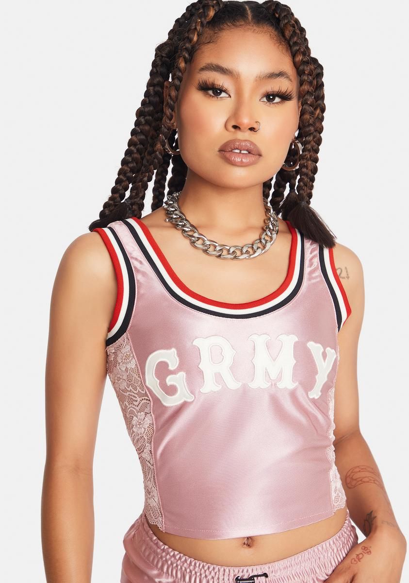 Pink Lace Side Tank Top sold by Dolls Kill