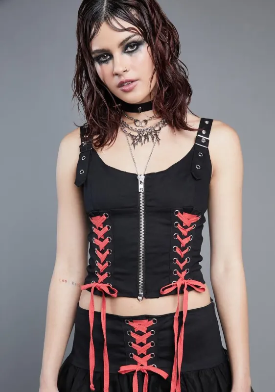 Souls Aflame Lace-Up Tank sold by Dolls Kill
