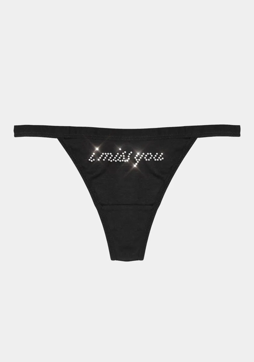 I Miss You Rhinestone Thong sold by Dolls Kill
