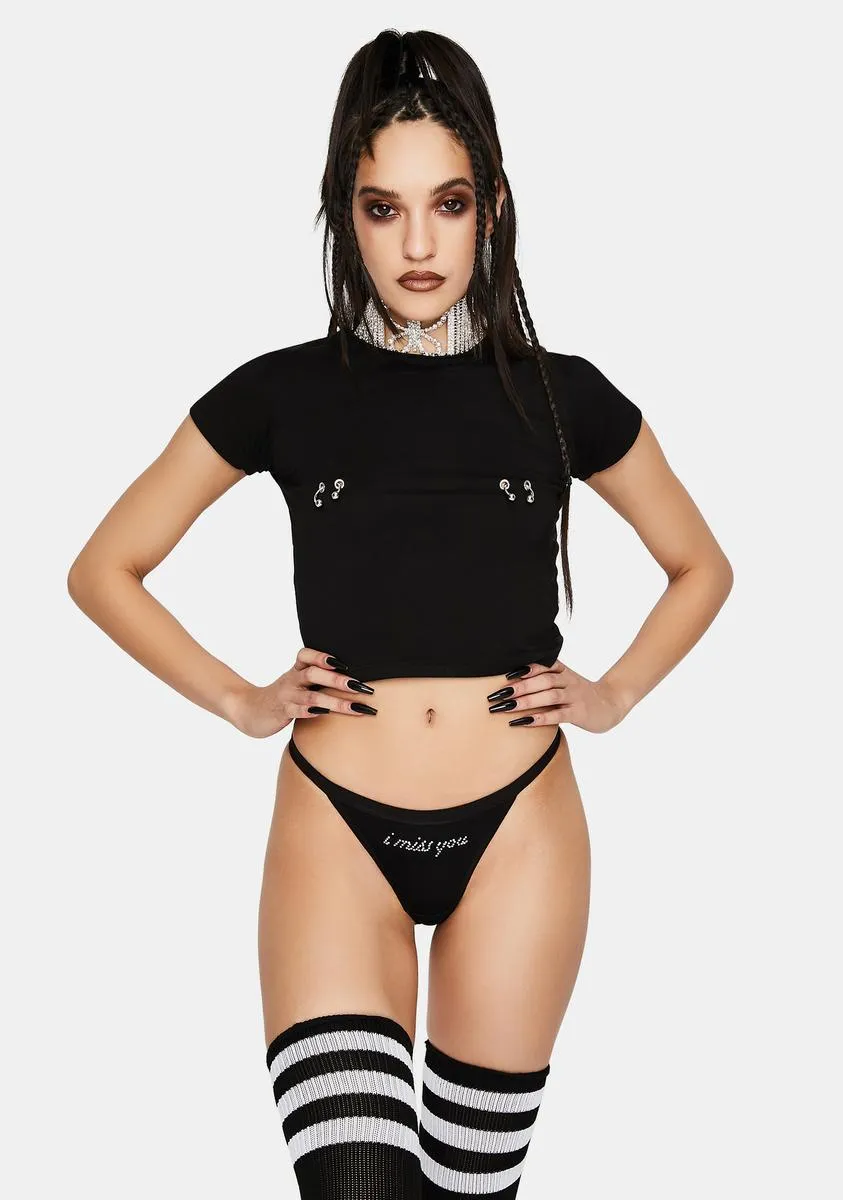I Miss You Rhinestone Thong sold by Dolls Kill product image thumbnail 2