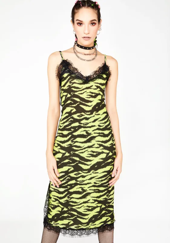 Zebra Lace Slip Dress sold by Dolls Kill