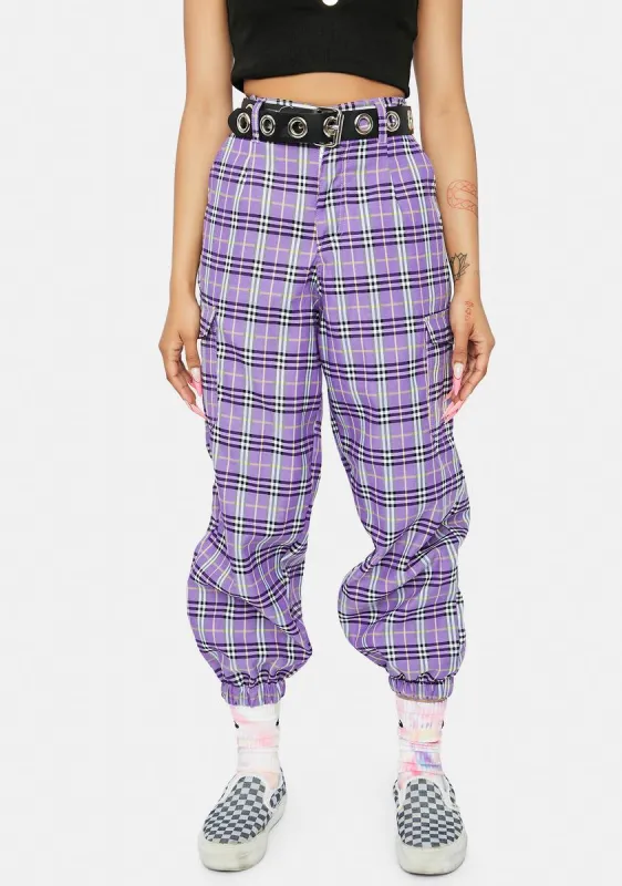 Meet Ur Match Plaid Cargo Joggers sold by Dolls Kill