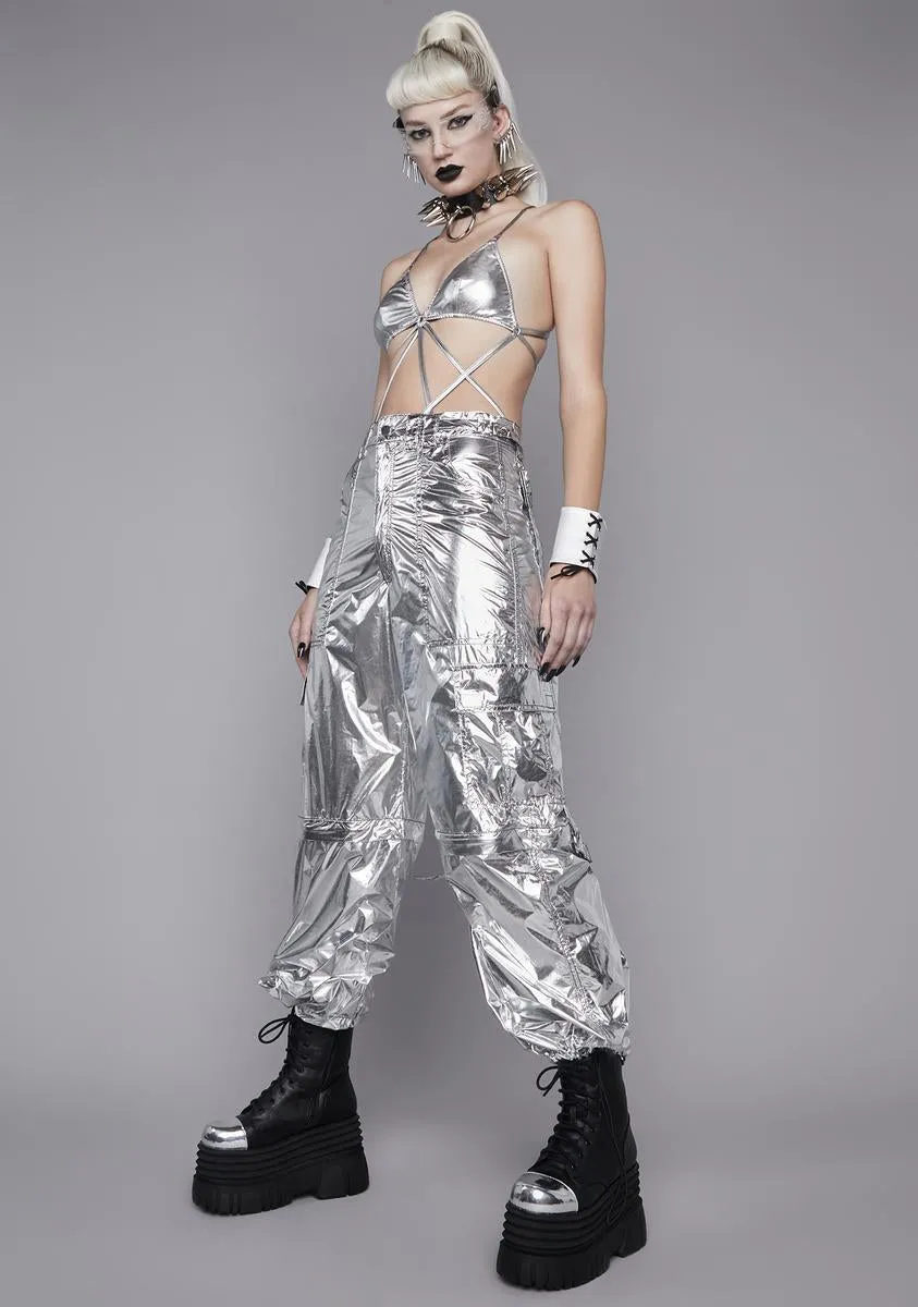Cyberpunk Cinema Metallic Cargo Pants sold by Dolls Kill product image thumbnail 3
