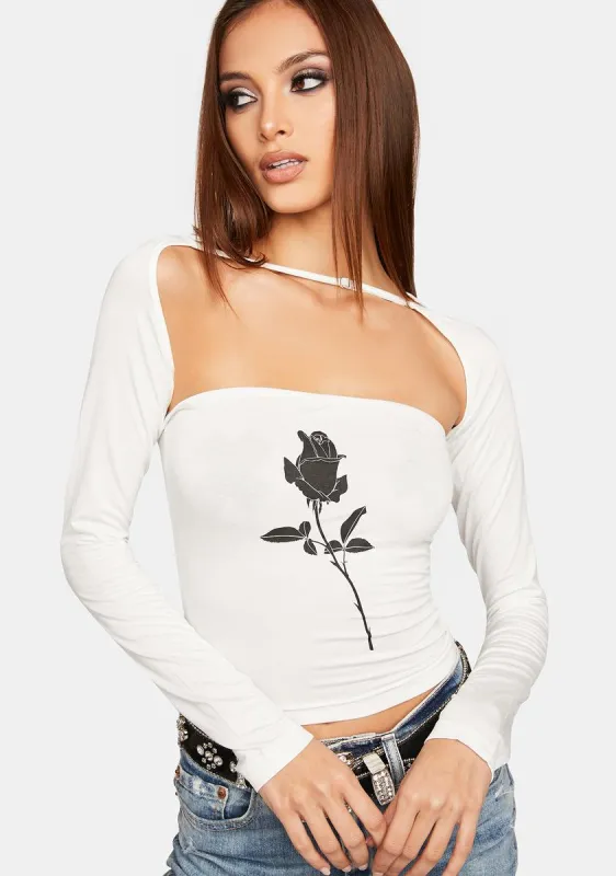 Pick A Rose Long Sleeve Top sold by Dolls Kill