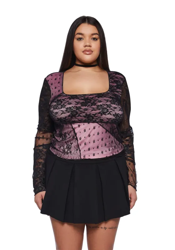 Plus My All Long Sleeve Top - Pink sold by Dolls Kill