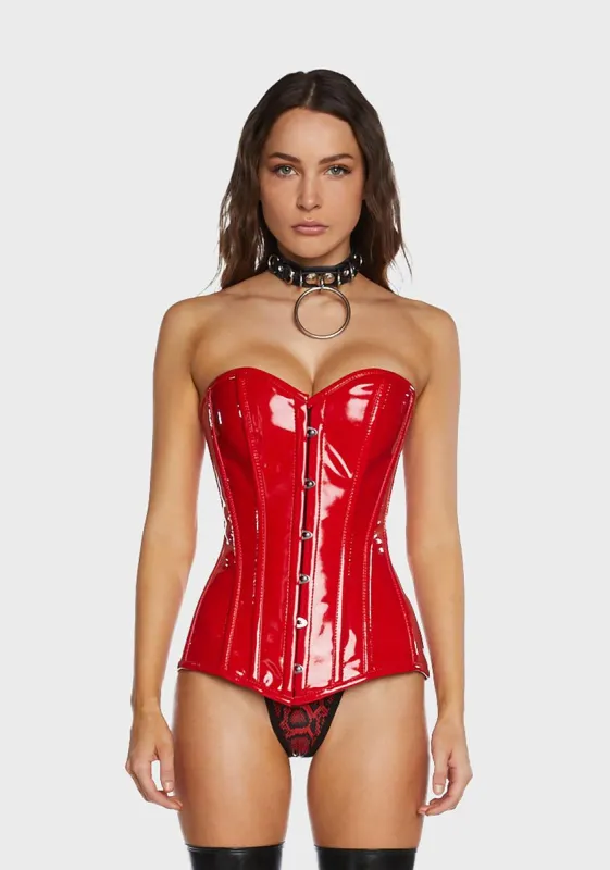 Lavish Patent Overbust Corset sold by Dolls Kill