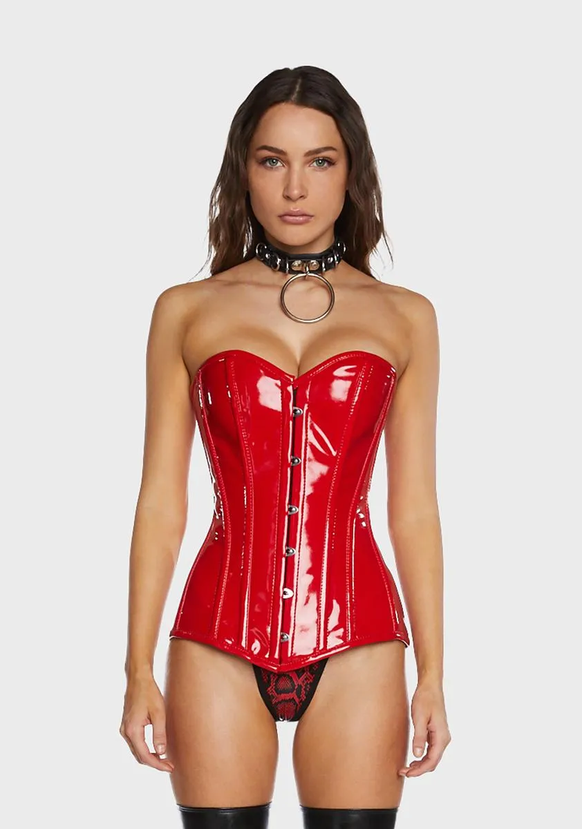 Lavish Patent Overbust Corset sold by Dolls Kill